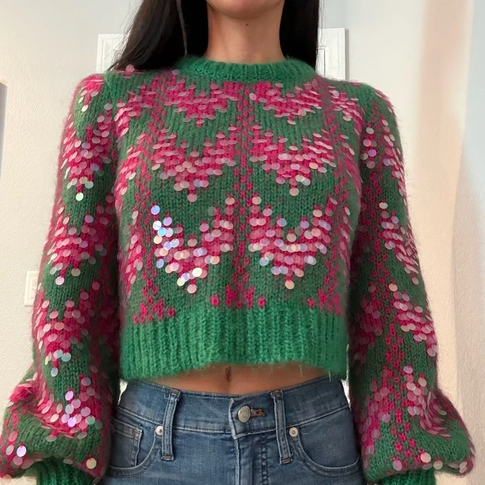 Gucci Vibrant Green and Pink Sequin Knit - Picture 4 of 8